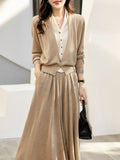 2025 Autumn Suit Hit Fake Two V-Neck Knitted Cardigan / Actually Tight Waist Half-Dressed Woman HZ1220
