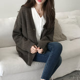 South Korea Autumn Sweater Women's Cardigan Tide 2025 New Women's Fashion Thin V-Neck Knitted Coat HZ1220