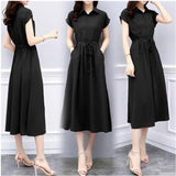 Shirt Dress Women's Summer 2025 New Slim Temperament Slim Long Small Fresh Pop Summer Chiffon Skirt HZ1220