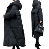 2025 Winter Dress New Large-Size Korean Version Of Loose Long Over-Cheek Black Down Cotton Coat Women Thicken HZ1220
