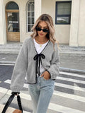 Autumn And Winter Sweater Women's New Knitted Shirt Loose Long-Sleeved Bow Tied With Cardigan Coat Top Woman HZ1208
