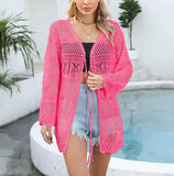 New Beach Knitted Jersey In Summer 2025 Sexy Solid Color Knitted Beach Swimwear Shirt Sunscreen Cardigan HZ1208