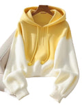 Yellow Vintage Loose Lazy Design Hooded Sweater Jersey 2025 New Women's Knitting Top HZ1208