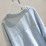 Spring And Autumn 2025 New Korean Version Of The White Wave Dot Shirt Women's Sleeves Loose Casual Cotton-Song V-Neck Shirt HZ1220