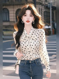 Korean Light Luxury High-End Feel Blouse This Year's Popular White Chiffon Bow Shirt Women's Spring 2025 New HZ1208