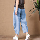 Small Cotton Wide Leg Pants Women 2025 Summer New Loose Large Size Linen Nine Casual Pants Outside Wearing HZ1220