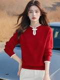 Chinese Women's Clothing Chinese Style Bottom Shirt Women 2025 New Autumn And Winter Dragon Year Life Year Clothes Large Red Sweater HZ1208
