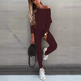 2025 Hot Sales Of Pure Color Fashion Casual Tying Slanted Shoulder Sports Trousers Trousers Suit Women HZ1220
