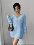 2025 Autumn And Winter New V Collar Wear Loose Lazy Breeze Knitted Sweater Skirt HZ1208