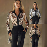 Spring And Autumn Printing Women's Shirt Long-Sleeved Leopard Single-Rower Cardigan Loose Shirt Women HZ1220