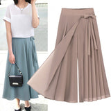 Spring And Summer 2025 New Korean Version Of The Folding Chiffon Trousers Large Size Tight Waist Slack Trouser Skirt HZ1220
