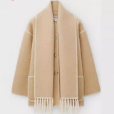 Women's Clothing 2025 Autumn And Winter New Fashion Wool Coat Thick Loose With Scarf Tid Lady HZ1220