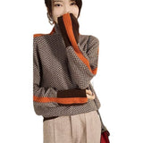 Autumn And Winter Design Feeling Lazy Loose Colliding Sleeve Full Imitation Wool High-Neck Knitting Sweater Women Autumn And Winter HZ1220