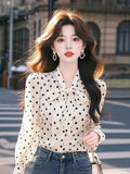 Korean Light Luxury High-End Feel Blouse This Year's Popular White Chiffon Bow Shirt Women's Spring 2025 New HZ1208