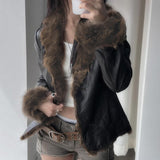 Mid-Winter 2025 Millard Hairy Leather Coat Street Hottie Style Loose Cardigan Top HZ1220