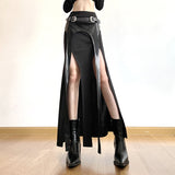 2025 High Street Hottie Style Irregular Leather Splicing Skirt Sexy Repair Fork And Hip Skirt HZ1220
