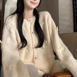 [Sheep Velvet] Fashion Sweet Bow Soft-Cuffed Cardigan Women's Autumn And Winter New Loose Temperament Sweater HZ1208