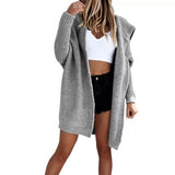 Hooded Cardigan Women's Sweater In Front Of The Knitted Coat Long-Sleeved Commute Wind HZ1208