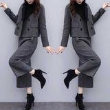 New Women's Clothing 2025 Autumn And Winter Two Sets Of Trousers With Trousers With Tyribs, Coat Broad Leg Trousers Casual Fashion Suit Women's Trend HZ1220