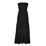 New Women's Clothing Pure Color Bra Splicing Under The Long Sleeveless Retro Bohemian Waist Dress HZ1220