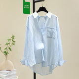 Summer Thin Long-Sleeved Shirt Women 2025 New Temperament Casual Design Feel Cardigan Shirt Women Wear HZ1208