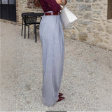 Women's Clothing Hot Loose Feeling High-Rise Temperament Broad-Legged Suit Pants Women Breathable Hanging Trousers HZ1220