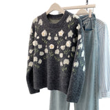 New Autumn And Winter Heavy Industry Flowers Women Knitted Cardigan Fashion Women Sweet Sweater Women Coat Top HZ1208