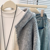 Korean Design Sense Of The Star Short-Sleeved Hooded Knitted Sweater Women's Autumn And Winter Slim Clothes HZ1208