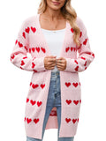 Autumn And Winter New Valentine's Day V Word Love Lasce Knitted Cardigan Coat Sweater Woman HZ1208