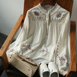 Spring And Autumn 2025 New Fashion Print Shirt Women's Collar Bohemian Loose Gas Blouse HZ1220