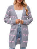 Autumn And Winter New Valentine's Day V Word Love Lasce Knitted Cardigan Coat Sweater Woman HZ1208