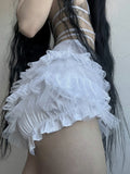 Pure Desire Dark Gothic Wind Wood Ear Lace Splicing Sexy Hottie Low-Rise Slimming Cake Thin Shorts Hot Pants HZ1220