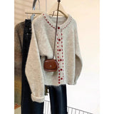 Sweet Soft-Clip Round-Neck Knitted Cardigan Women In Spring 2025 New Design Wearing Lazy Single-Dover Sweater HZ1208