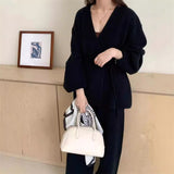 Autumn 2025 New Fashion Retro Lazy Knitted Set Women's Cardigan Jacket Wide Leg Pants Two Sets HZ1220