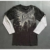 New Street Trendy TAPOUT Printed T-Shirt Fake Two-Piece Blouse Casual Hip-Hop Long-Sleeved T-Shirt HZ1208