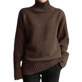 High-Necked Sweater Women Winter Korean Retro Loose Languid Languid Temperament Simple Thick Pit Strip Bottom Knitting Shirt HZ1220