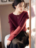Mahe Hair Blue Soft-Masted Sweater Mid-Autumn 2025 Autumn/Winter New Design Sense Of Ntong T-Shirt Woman HZ1208