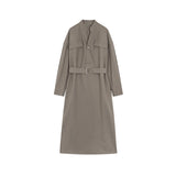 Temperament Commuting Long Sleeves Wearing Skirts In The Fall Of 2025 New V-Neck Waist Thin Shirt Dress Lady HZ1220