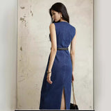 Temperament Sleeveless Denim Dress With Hip Dress Women's Summer 2025 New Waist-Skinny French Vest Skirt HZ1220