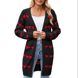 Autumn And Winter New Valentine's Day V Word Love Lasce Knitted Cardigan Coat Sweater Woman HZ1208