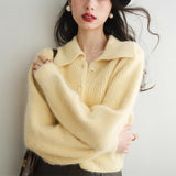 Autumn And Winter New Year Red Polo Knitted Cashmere Knitted Cardigan Women Soft Glutinous Loose Outer Sweater Winter Thick Coat HZ1220