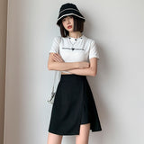 Packing Hip Skirt Plus Black A Word High-Waisted Open Skirt Summer 2025 New Short Skirt Irregular Skirt Half-Dress Woman HZ1220