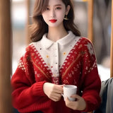 Autumn And Winter New Design Heavy Industry Hook Flower Wearing Alpaca Thick Sweater Senior Sense Loose Knit Shirt Top HZ1208