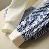 The Outer Singles Love The Anti-Age Model Asymmetric Stripes Spliced Bat Tucked Loose Collar Collar Collar Coat On The Head Of The Woman HZ1220