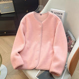 Autumn And Winter New Swaying Velvet Short Coat Women V-Neck Casual Thicken Warm Lamb Velvet Loose Coat Tide HZ1208