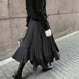 High-Waisted 100-Fold Skirt Women's Long-Term 2025 New Autumn Black Irregularly Swing Fish Tail Thin Half Skirt HZ1220