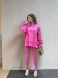 2025 Autumn And Winter Women's Leisure Loose Long-Sleeved Collar Open Fork Tight Trouser Trouser Suit HZ1220
