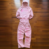 (2266#) 2025 New CRADE Hooded Sportswear And Fake Two Pairs Of Pants With Men's And Women's Embroidery Sets HZ1208