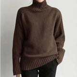 High-Necked Sweater Women Winter Korean Retro Loose Languid Languid Temperament Simple Thick Pit Strip Bottom Knitting Shirt HZ1220