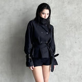 Street Dark Wind Simple Tie Belt Belt To Collect The Belt Casual Trench Coat Hottie High-End Feel Jacket Jacket HZ1220